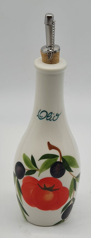 Large Oil Cruet Decor Tomatoes And Olives