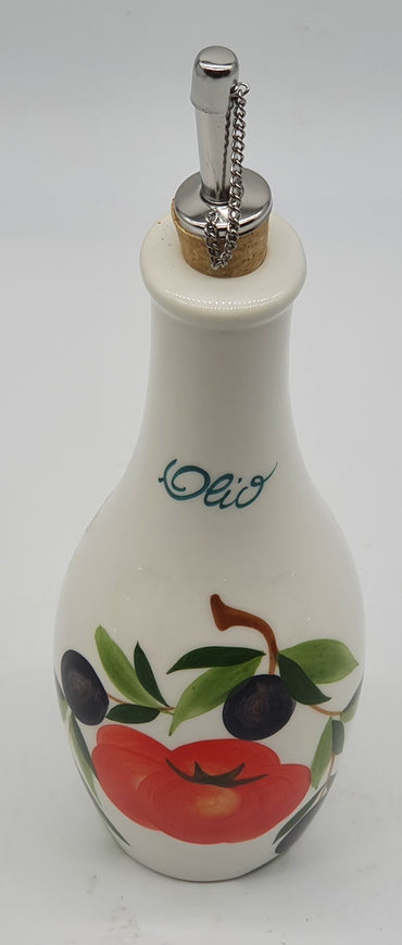 Large Oil Cruet Decor Tomatoes And Olives