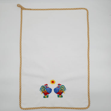 Rectangular Dishcloth Roosters Cream