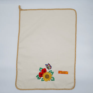 Rectangular Dishcloth Sunflowers and Poppies Beige