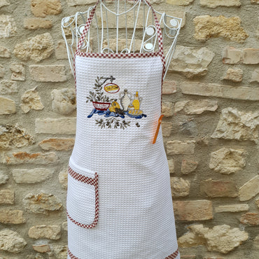 Kitchen Apron Cream Honeycomb Olive Oil