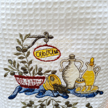 Kitchen Apron Cream Honeycomb Olive Oil