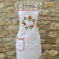 Grembiule Cucina Panna Nido D'Ape Olive E Peperoncini