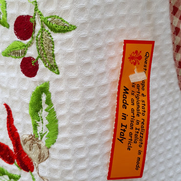 Kitchen Apron Cream Honeycomb Olives and Chilli