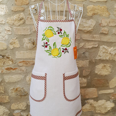 Grembiule Cucina Panna Nido D'Ape Limone E Olive