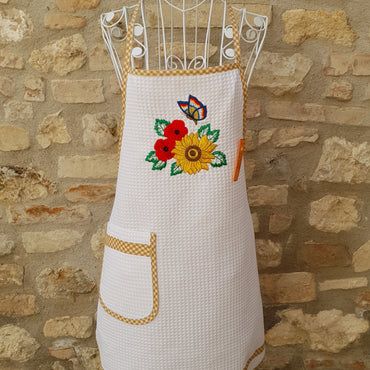 Grembiule Cucina Panna Nido D'Ape Papaveri E Girasole