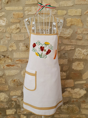 Kitchen Apron cream  Honeycomb Grape