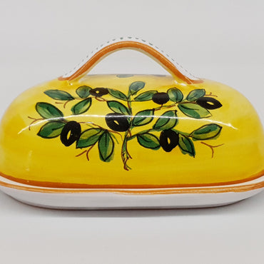 Porta Burro Ovale Decoro Olive fondo Giallo