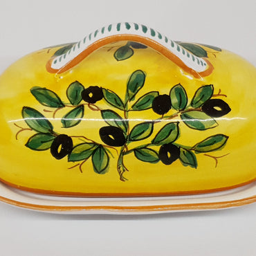 Porta Burro Ovale Decoro Olive fondo Giallo