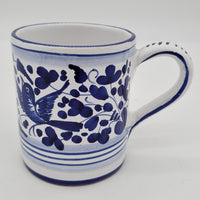 Mug glass arabesque decoration blue