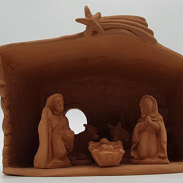 Presepe Terracotta Con Capanna 5 Pezzi cm 7