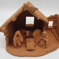 Presepe Terracotta Con Capanna A Punta 5 Pezzi cm 7