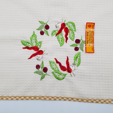 Canovaccio Rettangolare Olive Peperoncino Beige