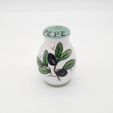 Salt and Pepper Set Olive Decor White Background