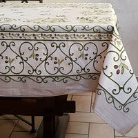 Tovaglia Provenzale Olive Fondo Grigio