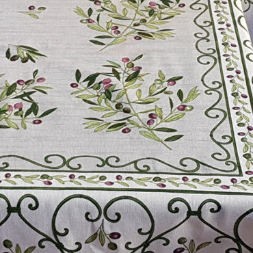 Provencal Tablecloth Olive Gray Background