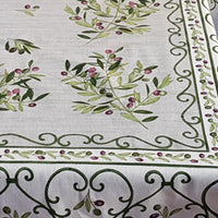 Provencal Tablecloth Olive Gray Background