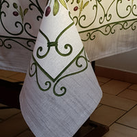 Provencal Tablecloth Olive Gray Background