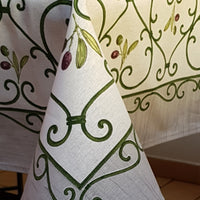 Provencal Tablecloth Olive Gray Background