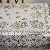 Provencal Tablecloth Olive Gray Background