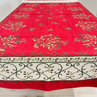 Provencal Tablecloth Olives Red White Background