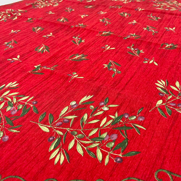 Provencal Tablecloth Olives Red White Background