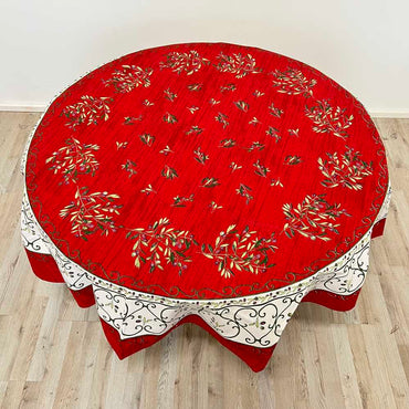Provencal Tablecloth Olives Red White Background