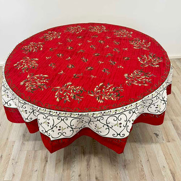 Provencal Tablecloth Olives Red White Background
