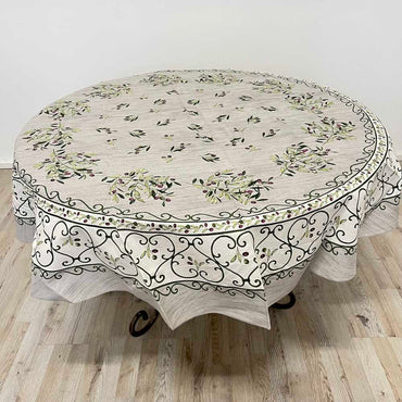 Provencal Tablecloth Olive Gray Background