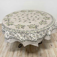 Provencal Tablecloth Olive Gray Background