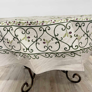Provencal Tablecloth Olive Gray Background