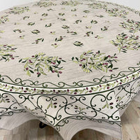Provencal Tablecloth Olive Gray Background