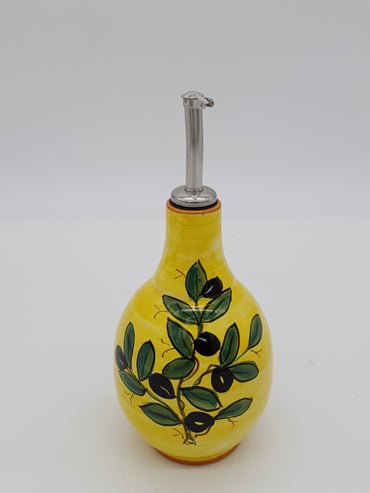 Olive Oil Cruet With Yellow Background