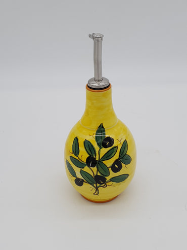 Olive Oil Cruet With Yellow Background