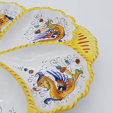 6 Compartment appetizer plate with Raphaelesque decoration