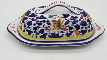 Oval Butter Holder Colored Arabesque Decor