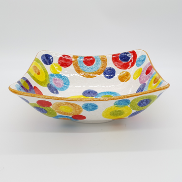 Square bowl with circles decoration