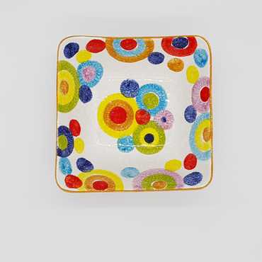 Square bowl with circles decoration