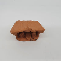 Terracotta Nativity Scene with Hut 3 Pieces cm 2,5