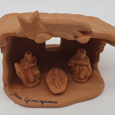 Presepe Terracotta Con Capanna 3 Pezzi cm 3,5