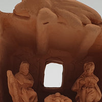 Terracotta Nativity Scene with Hut 3 Pieces cm 3,5