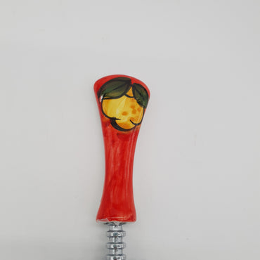 Lemon Corkscrew Red Background Ceramic Steel