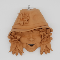 Maschera contadino papaveri e spighe in terracotta