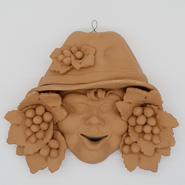 Maschera contadino uva in terracotta