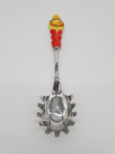 Spaghetti Serving Lemon Background Yellow Steel and Ceramic