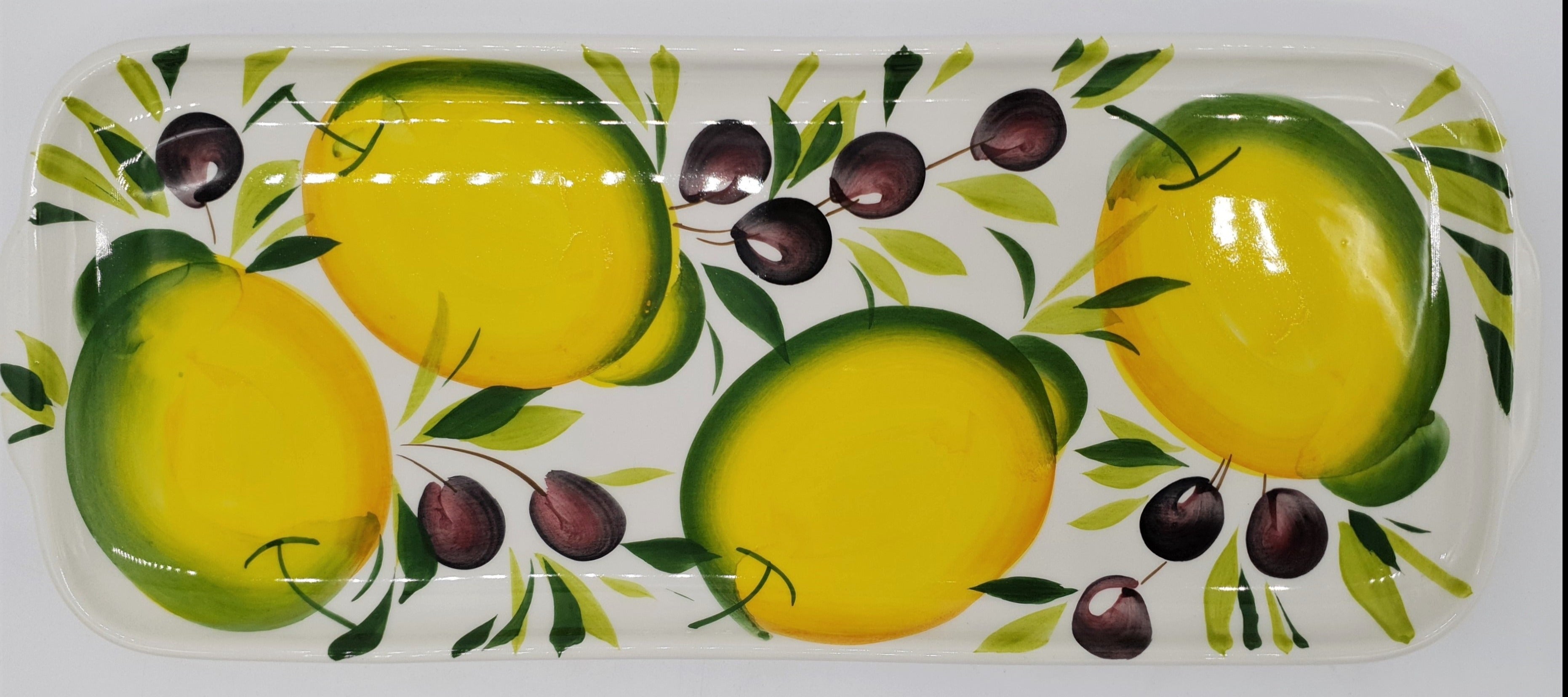 Vassoio Con Manici Decoro Limoni E Olive