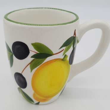 Glass Mug Decorated with Lemons And Olives