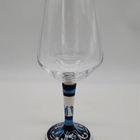 Calice per Vino Ceramica e Vetro Graffito Bianco su Fondo Blu