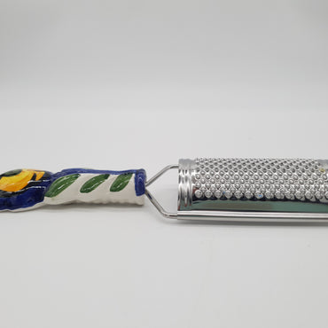 Grattugia Formaggio Limone fondo blu Acciaio e Ceramica