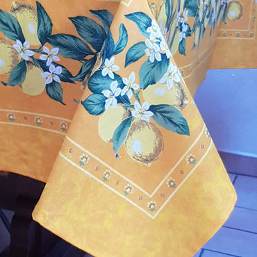 Provencal Tablecloth Lemon Yellow Background